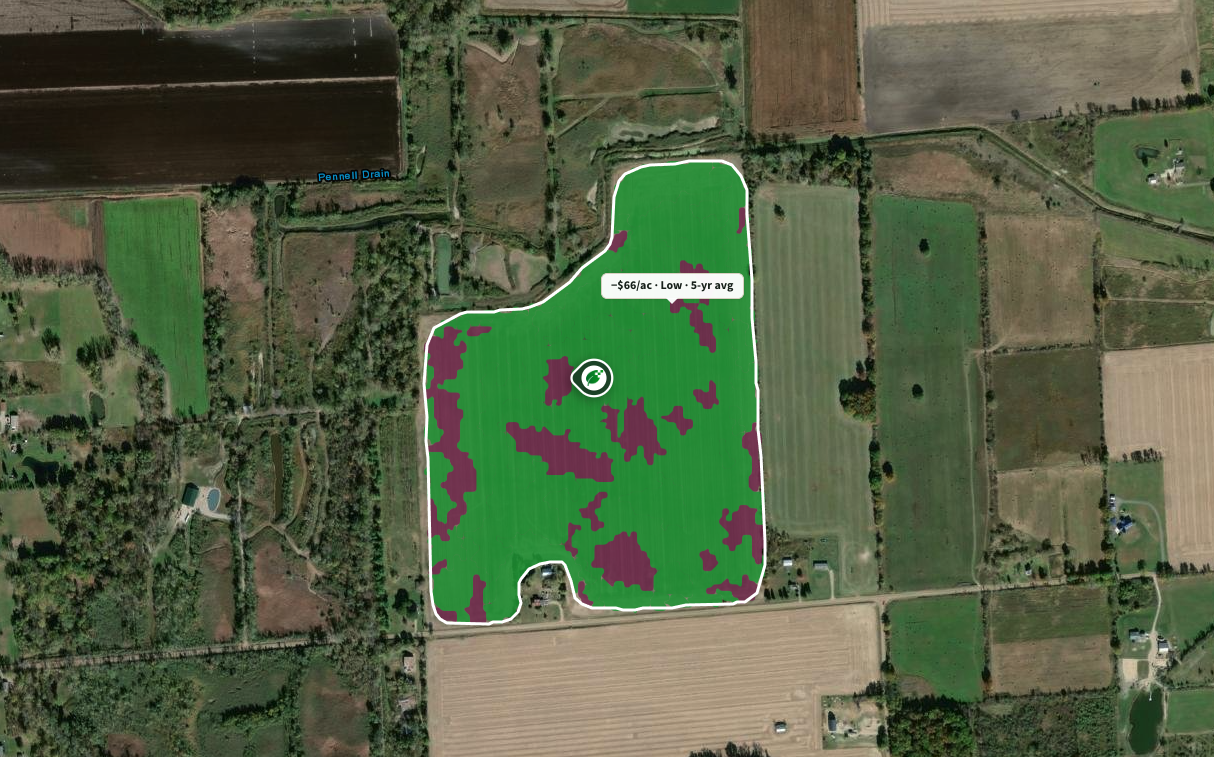 Sub-field profitability mapped across a Michigan field
